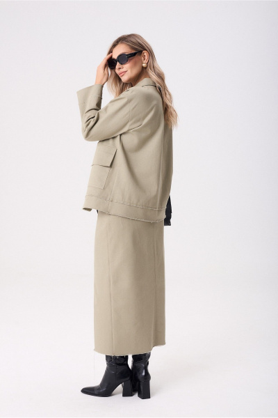 Жакет, юбка Anastasia м-1286 оливковый - фото 12