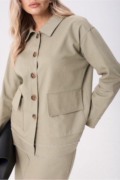 Жакет, юбка Anastasia м-1286 оливковый - фото 9