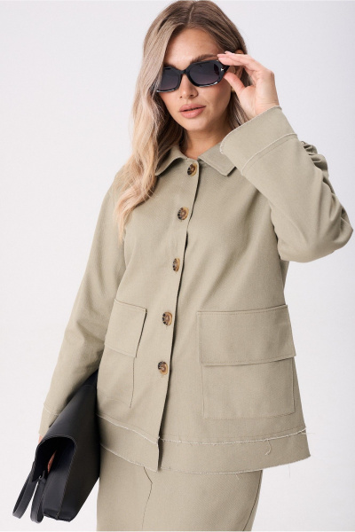 Жакет, юбка Anastasia м-1286 оливковый - фото 8