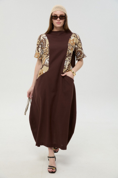 Платье NikVa 1052-2 шоколад_и_шоколадный_мультиколор - фото 2