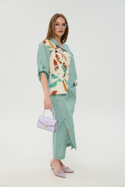 Жакет, юбка NikVa 975-7 мята_и_бохо_мультиколор - фото 2