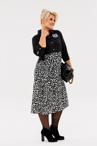 Платье Anastasia м-1107 черный-горох - фото 6