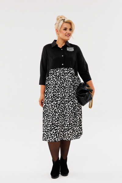 Платье Anastasia м-1107 черный-горох - фото 3