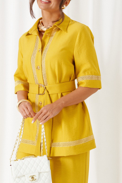 Блуза, брюки Beautiful&Free 6461 горчица - фото 10