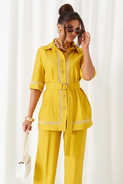 Блуза, брюки Beautiful&Free 6461 горчица - фото 8