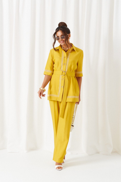 Блуза, брюки Beautiful&Free 6461 горчица - фото 6