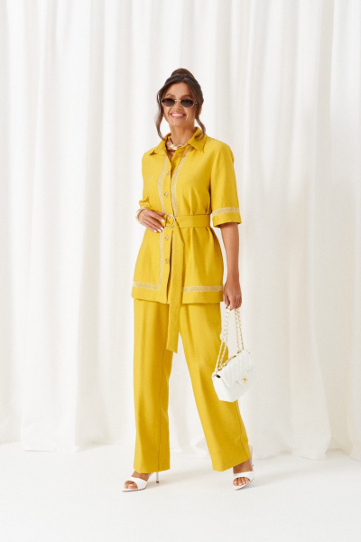 Блуза, брюки Beautiful&Free 6461 горчица - фото 2