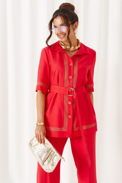 Блуза, брюки Beautiful&Free 6461 красный - фото 7