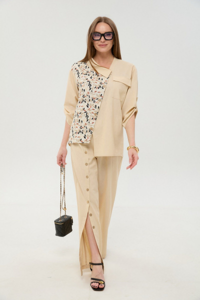 Брюки, жакет NikVa 978-6 песок_и_песочный_мультиколор - фото 2
