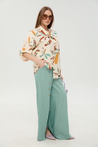 Брюки, жакет NikVa 978-7 мята_и_бохо_мультиколор - фото 6