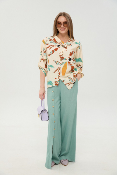 Брюки, жакет NikVa 978-7 мята_и_бохо_мультиколор - фото 1