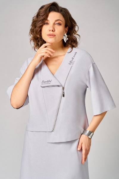 Жакет, юбка Мишель стиль 1368 серый - фото 6