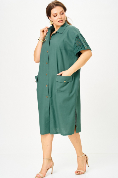 Платье SOVA 11319 бирюза - фото 3