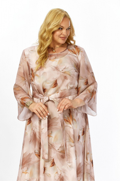Платье Элль-стиль 2470 бежевый_принт_листья - фото 17