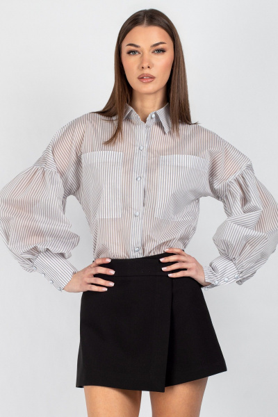 Рубашка VIZAVI 745 серо-голубая_полоска - фото 12