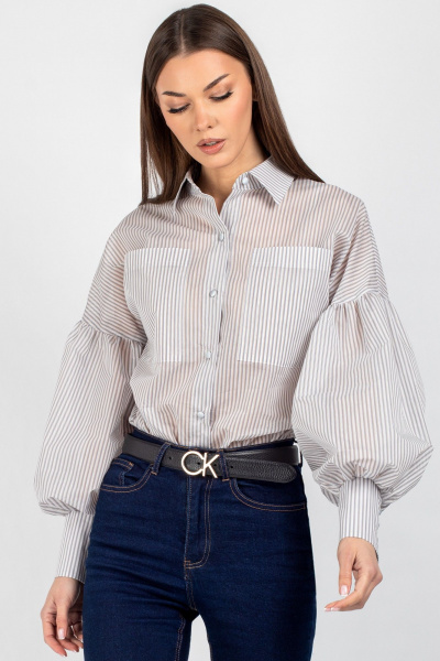 Рубашка VIZAVI 745 серо-голубая_полоска - фото 11