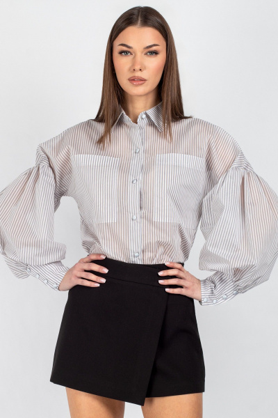 Рубашка VIZAVI 745 серо-голубая_полоска - фото 7