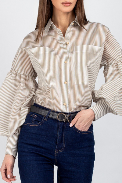 Рубашка VIZAVI 745 бежевая-полоска_полоска - фото 2