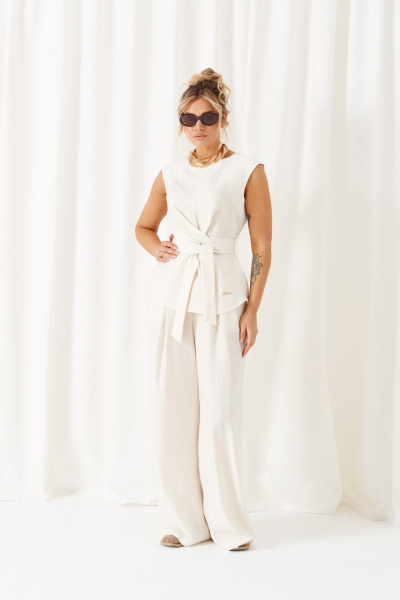 Блуза, брюки Beautiful&Free 6466 молочный - фото 6