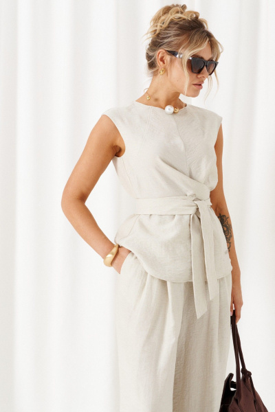 Блуза, брюки Beautiful&Free 6466 песочный - фото 10