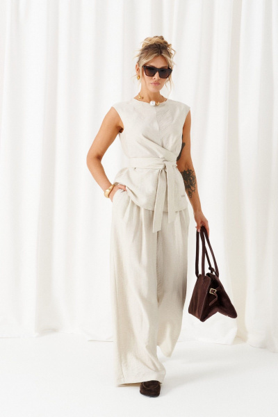 Блуза, брюки Beautiful&Free 6466 песочный - фото 9