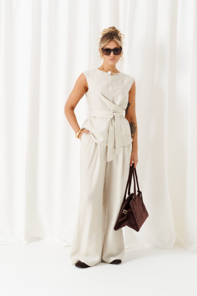 Блуза, брюки Beautiful&Free 6466 песочный - фото 8