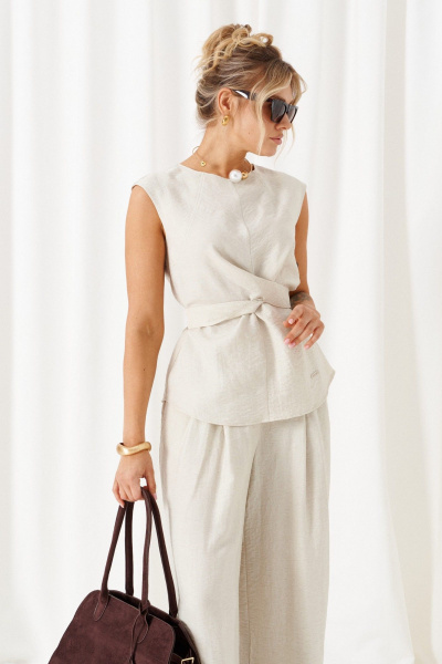 Блуза, брюки Beautiful&Free 6466 песочный - фото 5