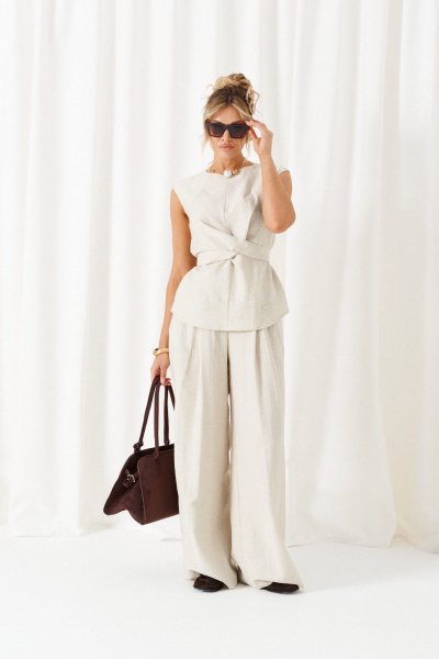 Блуза, брюки Beautiful&Free 6466 песочный - фото 3