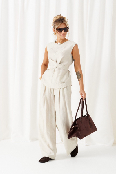 Блуза, брюки Beautiful&Free 6466 песочный - фото 1