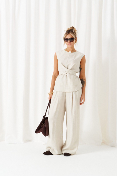 Блуза, брюки Beautiful&Free 6466 песочный - фото 2