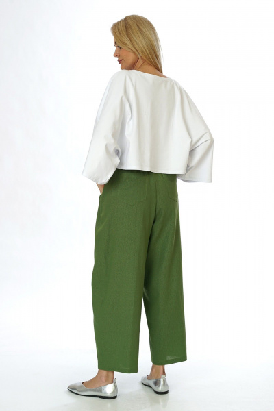 Блуза, брюки Alani Collection 2565 молоко-зелень - фото 10