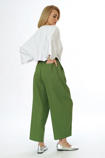 Блуза, брюки Alani Collection 2565 молоко-зелень - фото 9