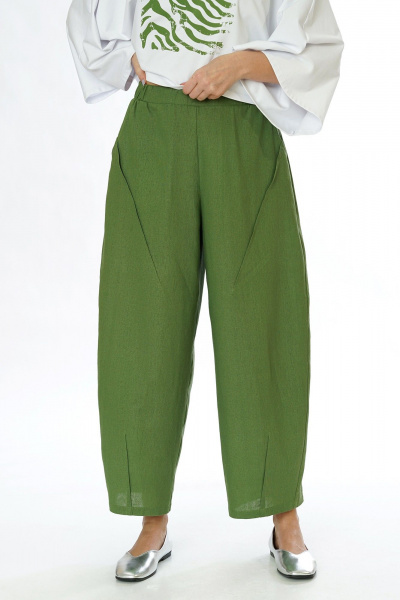 Блуза, брюки Alani Collection 2565 молоко-зелень - фото 7