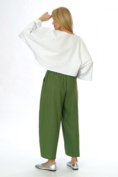 Блуза, брюки Alani Collection 2565 молоко-зелень - фото 11