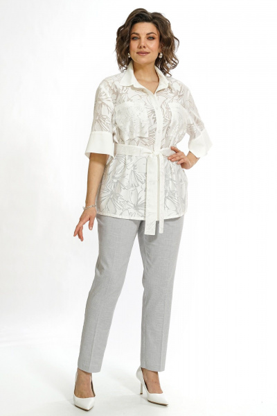 Блуза, брюки Alani Collection 2554 молоко-серый - фото 10