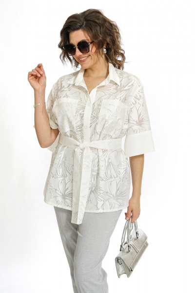 Блуза, брюки Alani Collection 2554 молоко-серый - фото 8