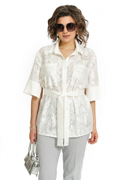 Блуза, брюки Alani Collection 2554 молоко-серый - фото 7