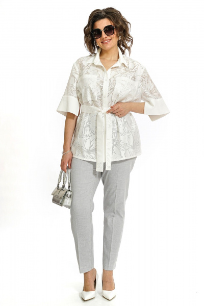 Блуза, брюки Alani Collection 2554 молоко-серый - фото 6