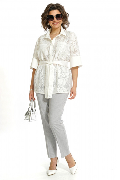 Блуза, брюки Alani Collection 2554 молоко-серый - фото 5