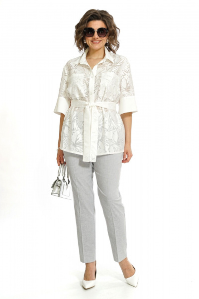 Блуза, брюки Alani Collection 2554 молоко-серый - фото 1