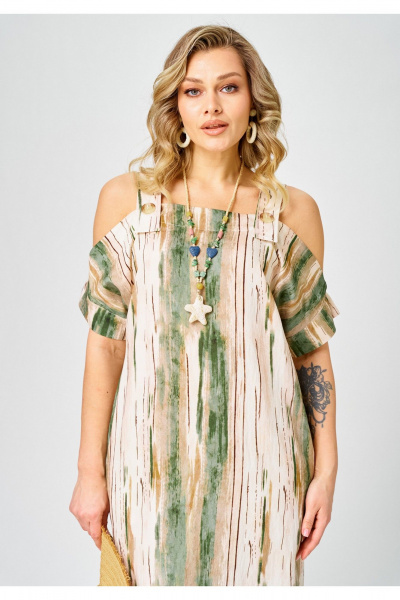 Платье Твой имидж 2375 бежево-зеленый_принт - фото 3