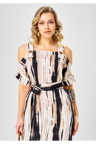 Платье Твой имидж 2375 бежево-синий_принт - фото 3