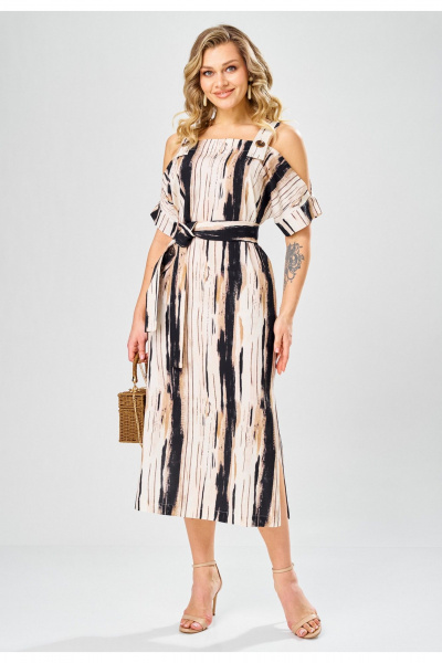 Платье Твой имидж 2375 бежево-синий_принт - фото 1