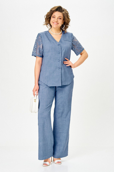 Брюки, жакет Vilena 1151 джинс - фото 9