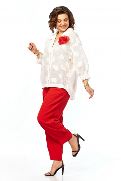 Блуза, брюки Ольга Стиль С-1018 красный - фото 4