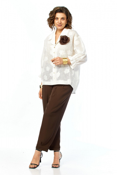 Блуза, брюки Ольга Стиль С-1018 шоколадный - фото 5