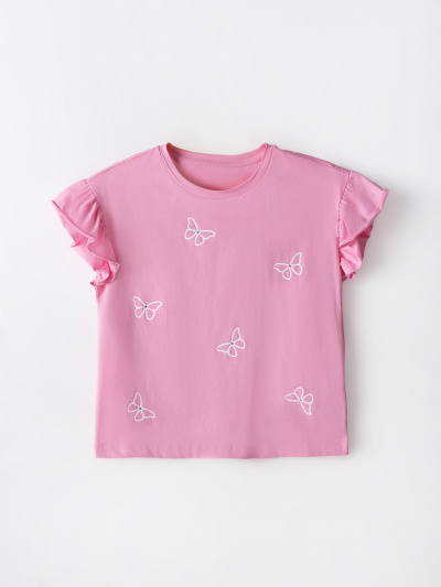 Футболка Mark Formelle 117950/25-41078П-0-3 розовый_печать_1сл_аппликация_из_страз_полочка - фото 2