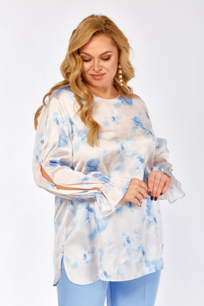 Блуза Элль-стиль 2454а бежевый_голубой - фото 14