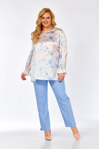 Блуза Элль-стиль 2454а бежевый_голубой - фото 13