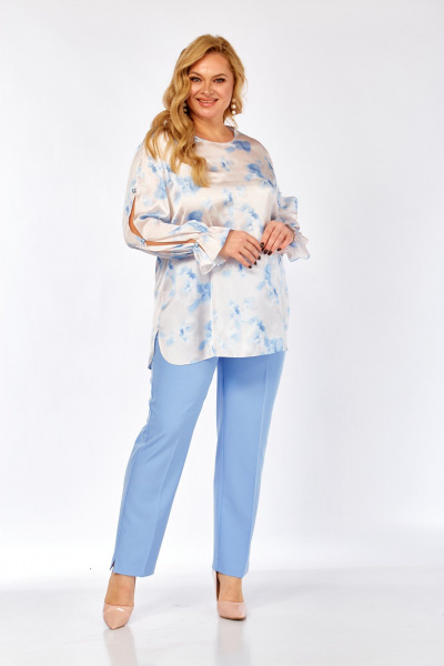 Блуза Элль-стиль 2454а бежевый_голубой - фото 12